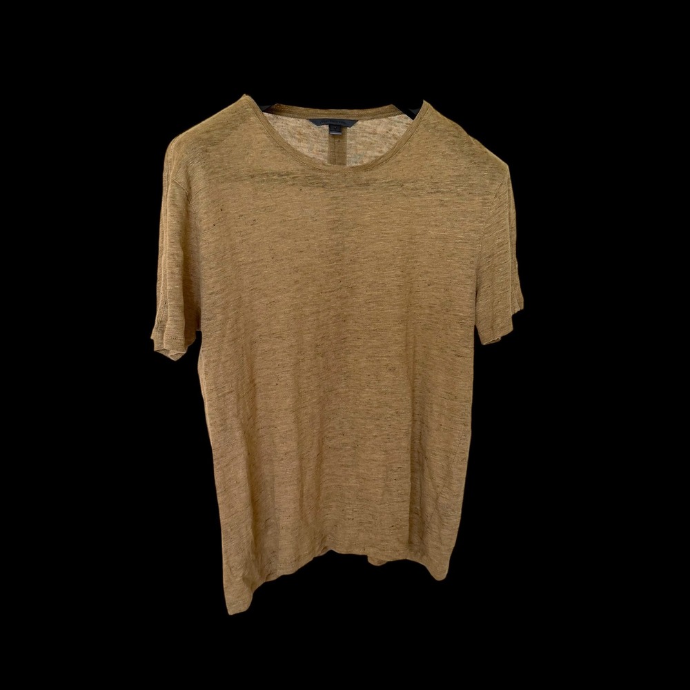 John Varvatos 100% Linen Short Sleeve T-Shirt Tan Size M K3926S24